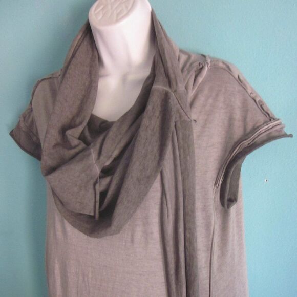 Studio B3 Womens Size 40 / M Gray Cotton Avant Garde Midi Cowlneck Long Dress - Picture 6 of 15